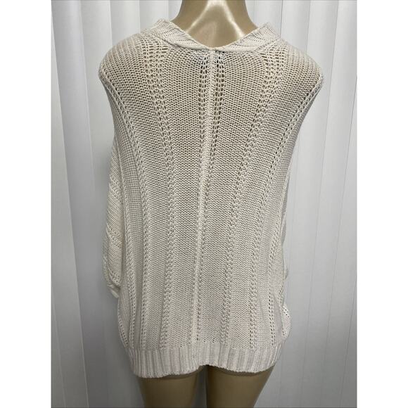 Wooden Ships Open Cardigan Sweater Dolman Sleeve White Cotton Blend S M - Picture 2 of 7